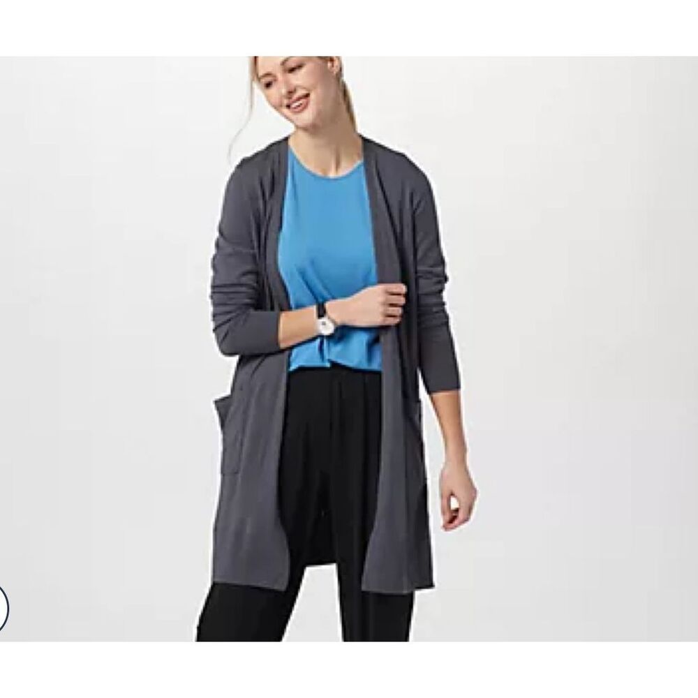Universal Standard $148 Knee Length Cardigan charcoal oversized XXS NEW